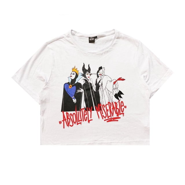 Playera Movis Talla M Manga Corta Estampado Villanas Estilo Crop Top Blanco