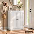 thumbnail image 4 of NEGYLIM Modern 5-Tier Shoe Cabinet with 2 Barn Doors and Removable Shelf, Closed Wooden Storage Organizer for Entryway and Hallway, White, 4 of 16