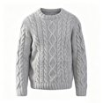 thumbnail image 4 of Mens Cable Knit Pullover Sweater Crew Neck Long Sleeve Cable Fisherman Sweaters Light Gray XXL, 4 of 4