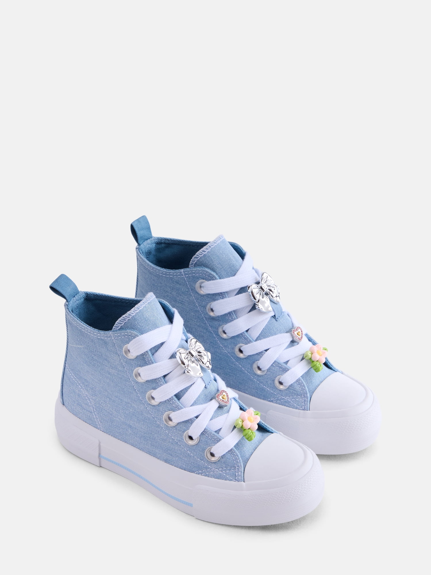 Wonder Nation Girl’s Canvas Charm Embellished High Top Platform Sneakers