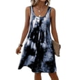 thumbnail image 2 of Hilenly Womens Plus Size Tank Dress Sleeveless Square Neck Pleated Flowy Mini Dress Summer Beach Tie Dye Sundress, 2 of 7