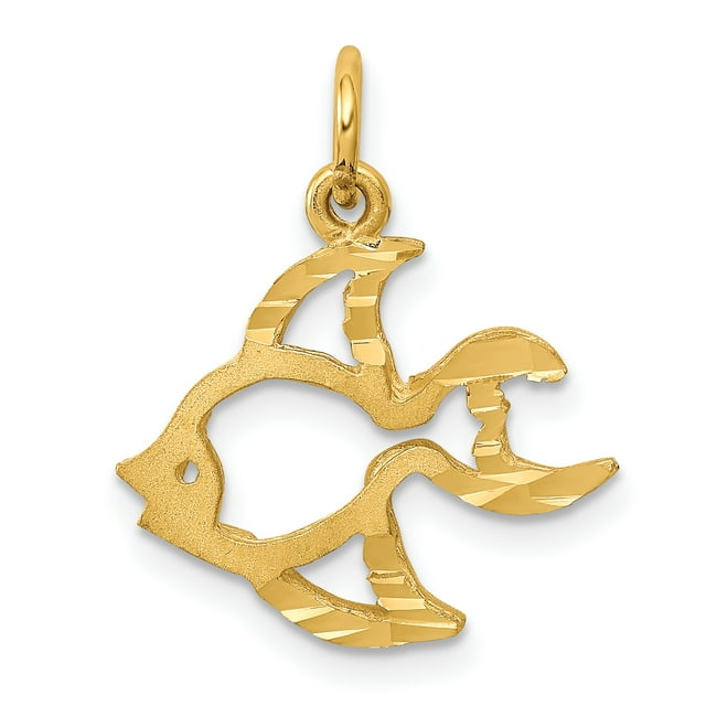 10k Yellow Gold Fish Necklace Charm Pendant Sea Life
