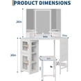 thumbnail image 3 of Ensemble de Coiffeuse d'Angle Blanche avec Tabouret, Miroir à DEL Éclairé, Station de Recharge Intégrée et Armoire de Rangement pour Chambre, 3 of 5