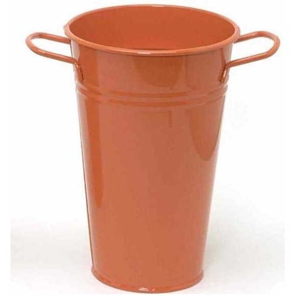 Houston International Trading 8295E TA Vase Émaillé Galvanisé 6.5 Po. Dia. x 9.5 Po., Mandarine