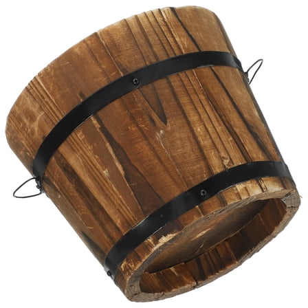 Large Plant Vase for Garden Container Whiskey Poor Plants Rustic Succulent Planter Wood Barrel Retro Style Bucket