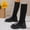 Black, variant on Wavsuf Combat Boots for Women Low Heel Mid Calf Chunky Winter Black Shoes Size 37