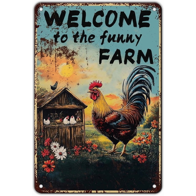 Funny Metal Tin Signs Welcome To My Funny Farm Vintage Metal Sign Retro Wall Decor for Home Bar Pub Man Cave 8×12 Inch