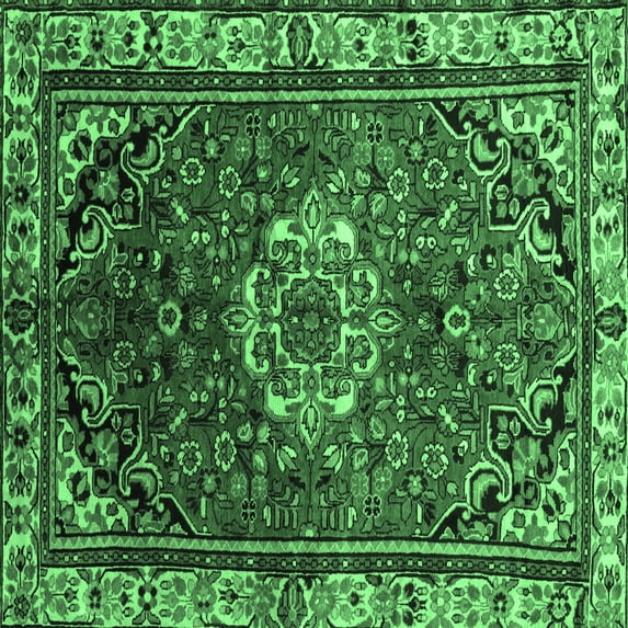 Ahgly Company Indoor Square Persian Emerald Green Traditional Area Rugs, 5' Square