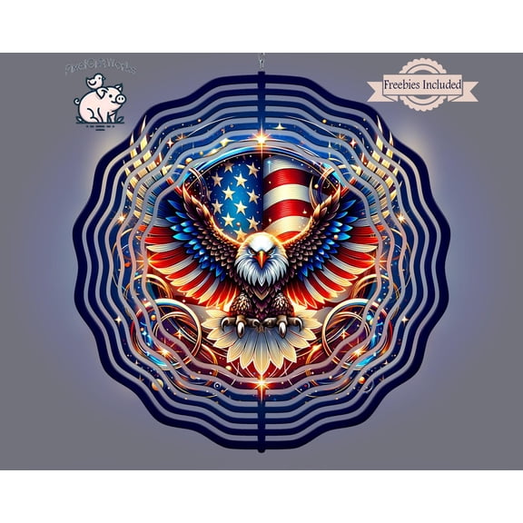 American Eagle Patriotic 3D Wind Spinner Kinetic Porch Garden Art