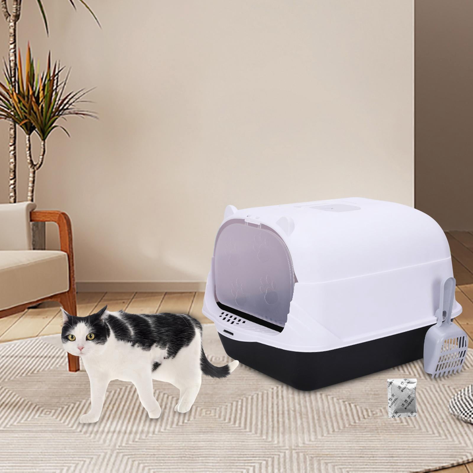 Bvdfgk Enclosed Cat Toilet Hooded Cat Litter Box Kitty Litter Pan High Sided Bedpan Cat Black