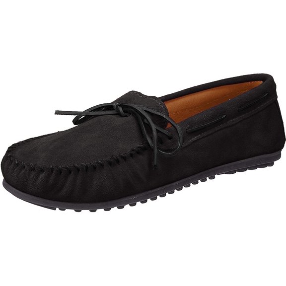 Minnetonka Men's Nub Sole Moccasin,Black,9 M US