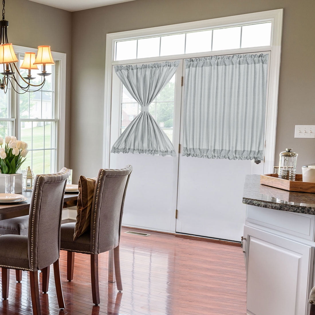 Unique Bargains French Door Window Blackout Curtain Panel Gray 54" x 40"