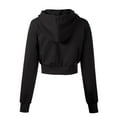 thumbnail image 4 of MixMatchy Women's Solid Casual French Terry Cropped Zip Up Hoodie, 4 of 5