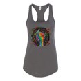thumbnail image 2 of Wild Bobby The Power of Unity Colorful Fist Puff Print Fashion Ladies Racerback Tank Top, Dark Grey, Large, 2 of 6