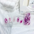 thumbnail image 3 of Uñas postizas adhesivas LWTZLW, tamaño mediano almendra, diseño rosa y plateado, 3 of 8