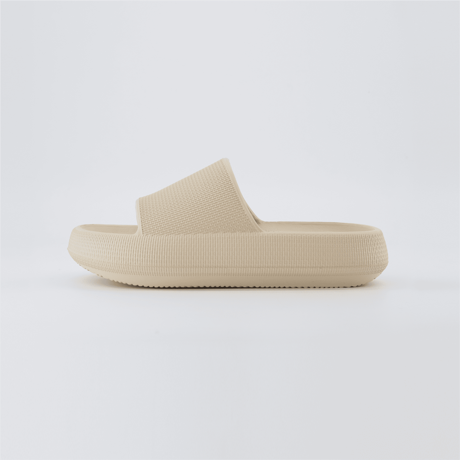 Cushionaire Women's Waterproof Feather Recovery Slide Sandal. Khaki, 8