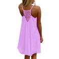 thumbnail image 3 of Bramtres Sundresses for Women 2025,Midi Dresses,Ladies Solid Color Round Neck Sleeveless Hollow Chiffon Sling Dress,Beach Dress,Flowy Dresses,Modest Dresses,Purple Dress,S, 3 of 6