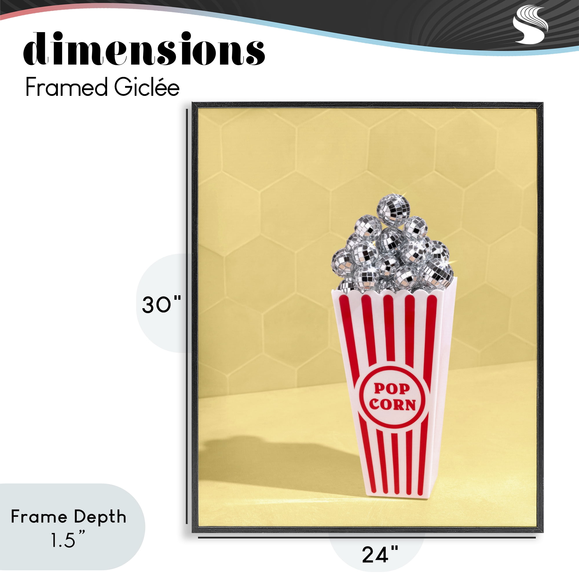 Stupell Industries Disco Filled Popcorn Black Framed Giclee Art, design by LISH Creative