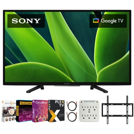 Sony KD32W830K 32-inch W830K HD LED HDR TV with Google TV 2022 Bundle with Premiere Movies Streaming + 19-45 Inch TV Wall Mount + 6-Outlet Surge Adapter + 2x 6FT 4K HDMI 2.0 Cable