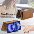 thumbnail image 5 of TECH CIRCLE for iPhone 16 2-in-1 Phone Case 6.1" 2024, Magnetic Back Cover with Removable Flip Wallet Case, with Card Slots/Ring Holder Grip, Compatible with MagSafe, PU Leather Case, Brown, 5 of 10