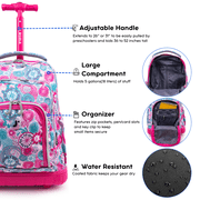 J World Girls Lollipop 16 Kids Rolling Backpack with Insulated Lunch Bag for School and Travel, Blue Raspberry