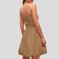 thumbnail image 4 of VBTAPA Women's Strapless Tube Top Mini Dress Ruched Sleeveless Off Shoulder Flared Short Dress Summer Party Club Dresses Khaki M, 4 of 8