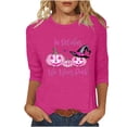 thumbnail image 6 of Yourumao Breast Cancer Shirts for Women Pink Ribbon 3/4 Sleeve Tops Crewneck Plus Size In October We Wear Pink Shirt for Breast Cancer Survivor, 6 of 7
