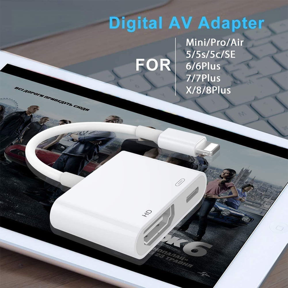 Digital AV Adapter 1080p HD TV Connector Cord Compatible with iPhone Xs Max XR 8 7 6Plus iPad Pro Mini Air to TV Projector Monitor Baymic Compatible with iPhone iPad to HDMI Adapter Cable