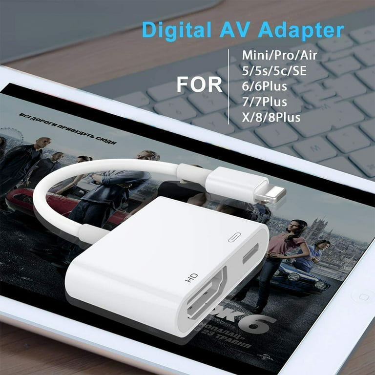 Lightning to HDMI Adapter Compatible with iPhone iPad, Lightning Digital AV  Adapter 1080p HD TV Connector Cable Compatible with iPhone