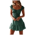 thumbnail image 1 of Vestido HUOGUO, estampado floral vintage, cuello cuadrado de verano, 1 of 5