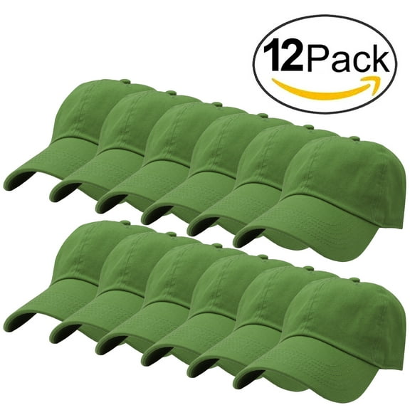 12-Pack Falari Baseball Cap Hat 100% Cotton Adjustable Size