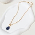 thumbnail image 4 of Lsnesstla Lapis Lazuli Pendant Paperclip Toggle Necklace for Women 18k Gold Plated Paperclip Chain Necklace December Birthstone Natural Lapis Lazuli Jewelry for Wife Mother Grandmother, 4 of 7