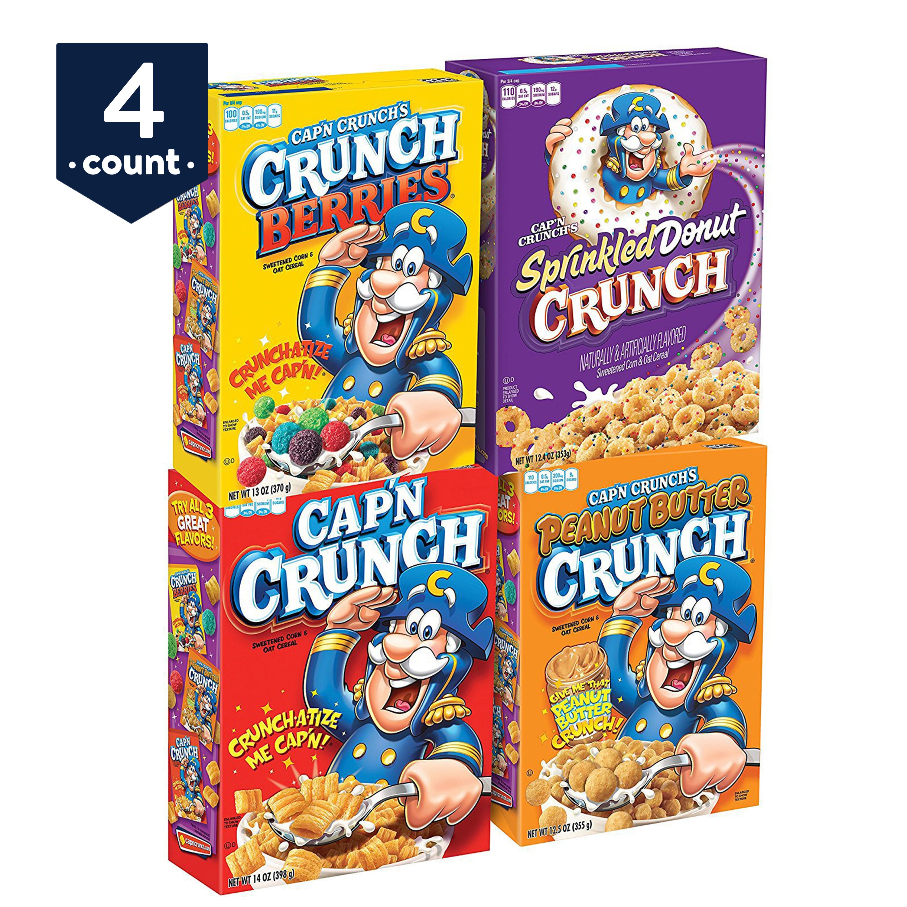 Cap'n Crunch Breakfast Cereal, Variety Pack, 4 Count