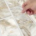 thumbnail image 5 of 8Pcs Waterproof Peel and Stick Wall Stickers Tiles 8" x 4" Gray Brown Marbling PVC Decals Kitchen Backsplash DIY Decor, 5 of 6