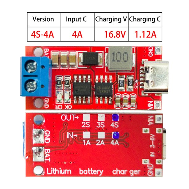 Módulo convertidor de seguridad 2S 3S 4S tipo C a 8,4 V 12,6 V 16,8 V (4-4A) Likrtyny Para estrenar