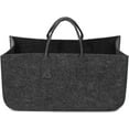 thumbnail image 1 of Felt Firewood Bag for Wood with Handles Grey Handy Storage Basket Rack, 1 of 5