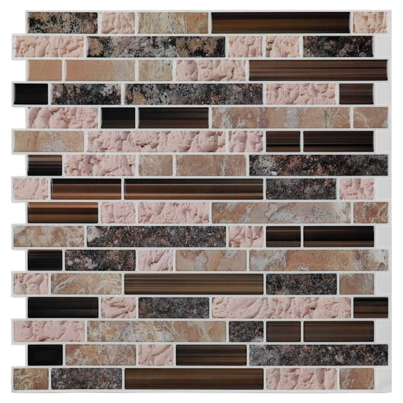 10-Sheet Peel and Stick Backsplash, 12" x 12" Self Adhesive 3D Backsplash Wall Tile Sticker for Kitchen Bathroom