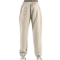 thumbnail image 4 of LNWUY Jogger Sweatpant for Men Solid Color Elastic Waist Drawstring Pants with Pockets Casual Athletic Comfortable Trousers apricot XL, 4 of 4