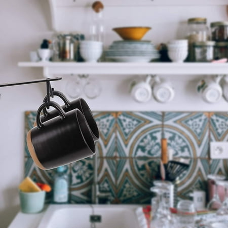 Mug Holder 4 Hook Set Of 2 Coffee Under Cabinet Metal Rack With Hanging Hooks For Mugs Cups And Kitchen Utensils Black Canada Mugs Coffee Cups And Kitchen Utensils, Under Cabinet Coffee Mug Stand