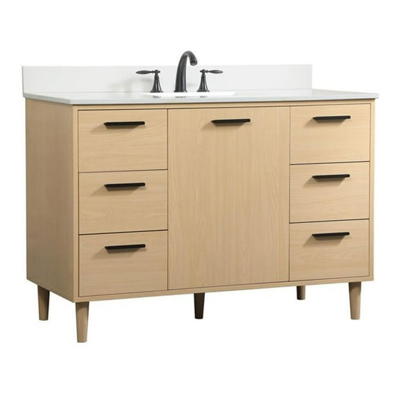 48 inch bathroom vanity in Maple with backsplash