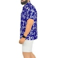 thumbnail image 4 of HAPPY BAY Men's Hawaiian Shirts Short Sleeve Button Down Shirt Mens Hawaii Shirts Boho Vacation Casual Summer Beach Shirts for Men Funny L Leaves, Blue, 4 of 6