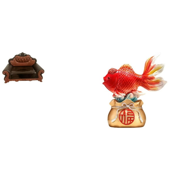 Sofá en miniatura para muñecas,Muebles de casa de muñecas,modelo de sofá europeo,decoración,Modelo de silla individual Mini Bench Chair sofá,Estatua decorativa,Estatua de pez del Feng