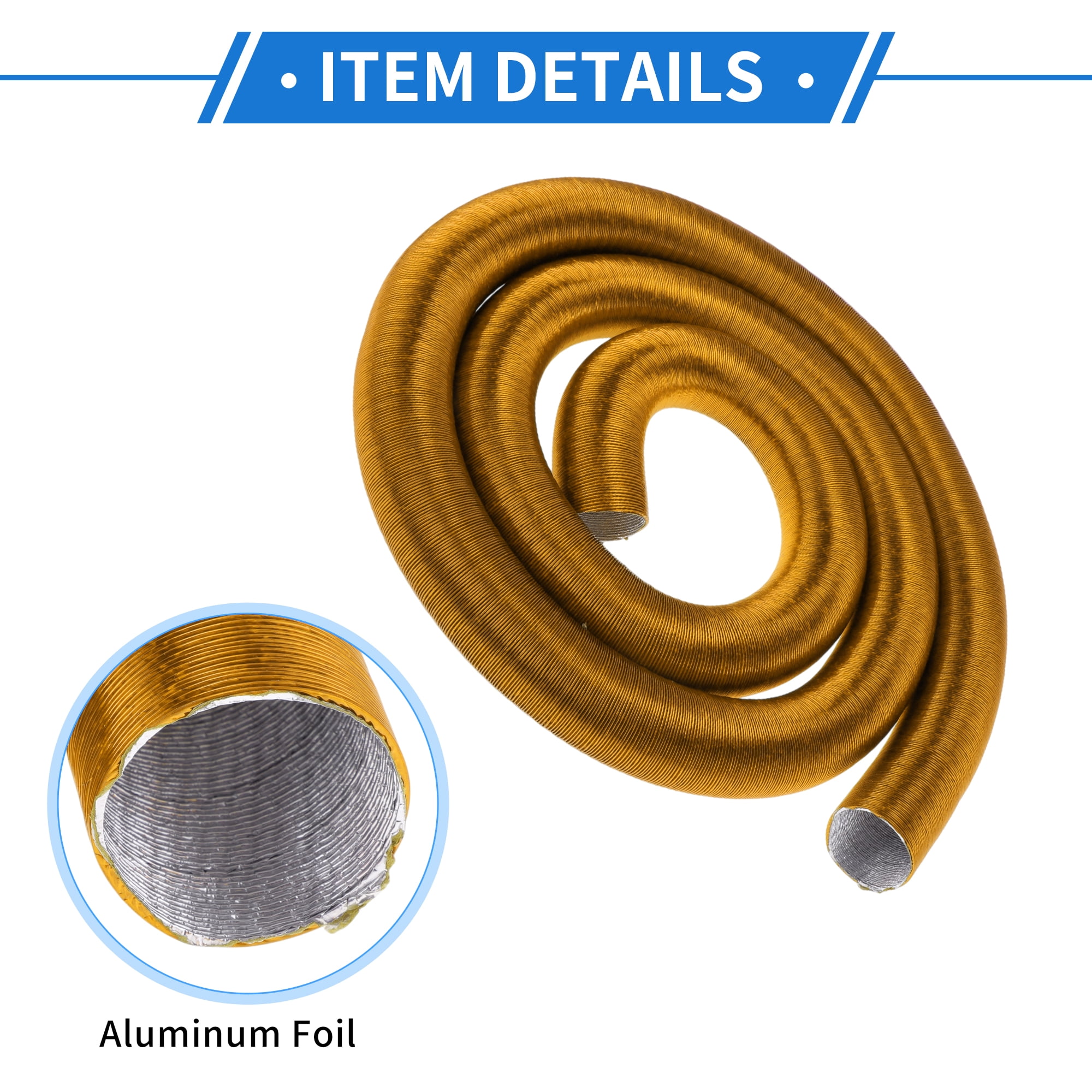 Unique Bargains 42mm Dia 500cm Car Heater Duct Pipe   Aluminum Foil Warm Air Ducting Hose for Diesel Heater Gold Tone