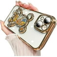 thumbnail image 2 of Electroplated 3D Bear for iPhone 15 Case for Women Glitter Floating Liquid Quicksand Case Shiny Cute Flexible Protective Phone Case with Camera Protector (Gold), 2 of 11