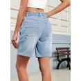 thumbnail image 5 of Women Baggy Denim Shorts Y2k Vintage Straight Leg Denim Shorts Casual Jean Jorts with Pockets Light Blue L, 5 of 9
