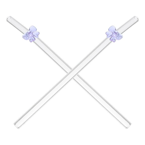 MLINS 2pcs Bowknot Glass Straws Cute Reusable Straw Bow Party Favors Decorations For Juice Smoothies Parties Home And Special Occasions