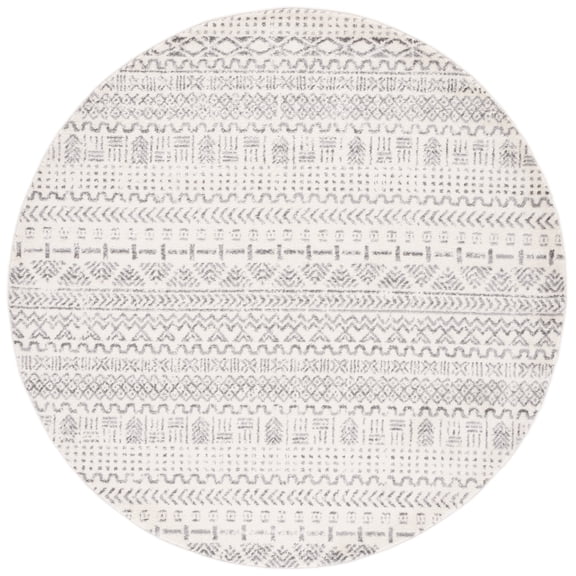 SAFAVIEH Tulum Emmett Oriental Area Rug, Ivory/Grey, 6'7" x 6'7" Round