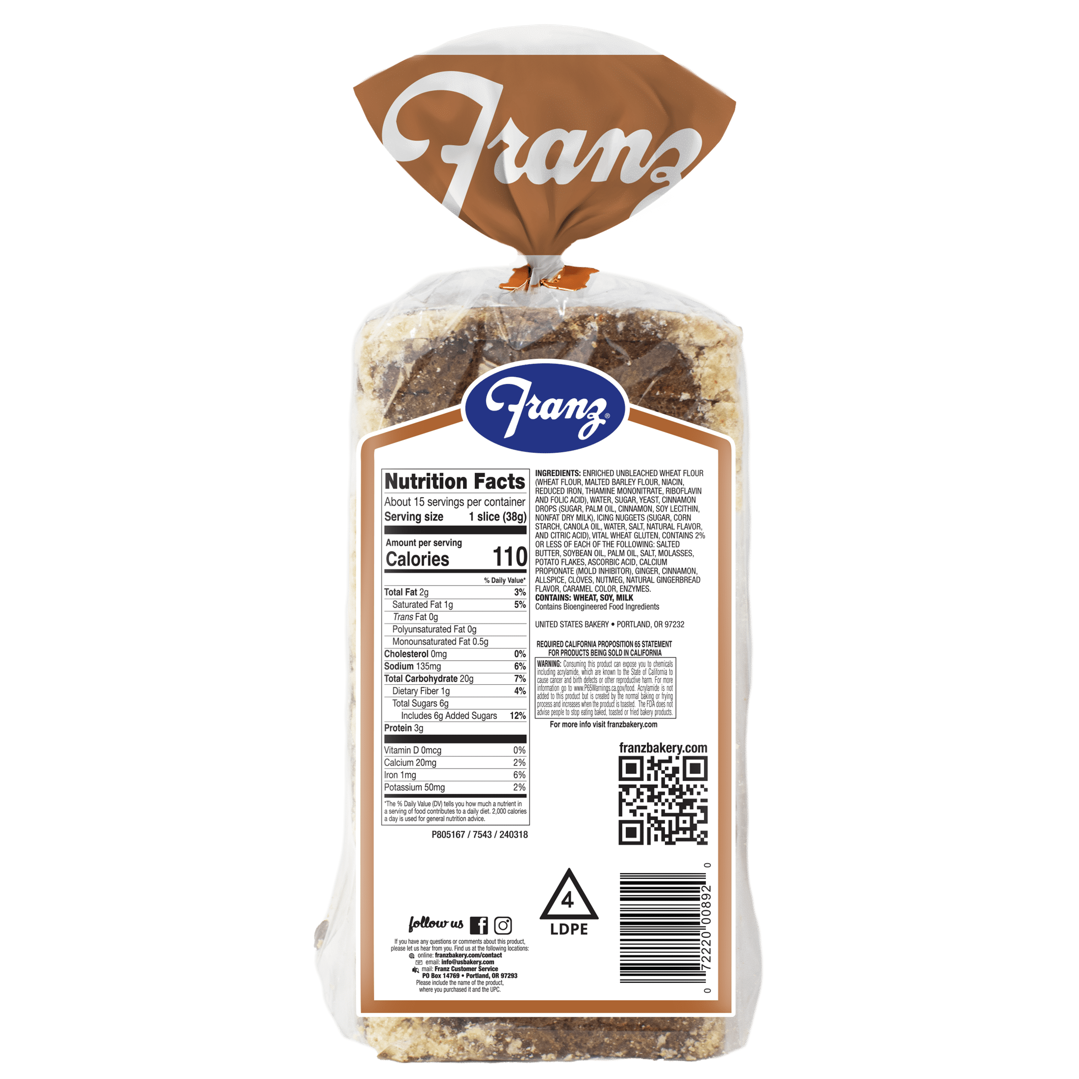 Franz Seasonal Pancake Breakfast Bread Loaf, 20 oz