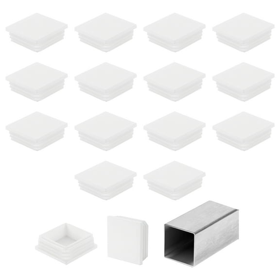 Uxcell 2" (50mm) Square Tubing End Caps, 16 Pcs Plastic Hole Plugs Insert End Cap for Metal Tubing, White