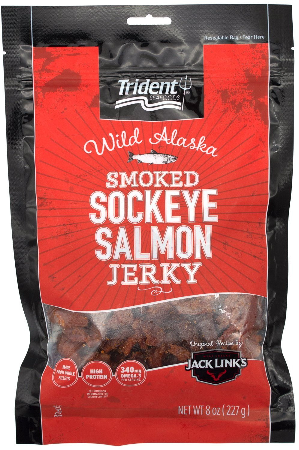 Trident Seafoods Wild Alaskan Smoked Sockeye Salmon Jerky 8oz (227g)
